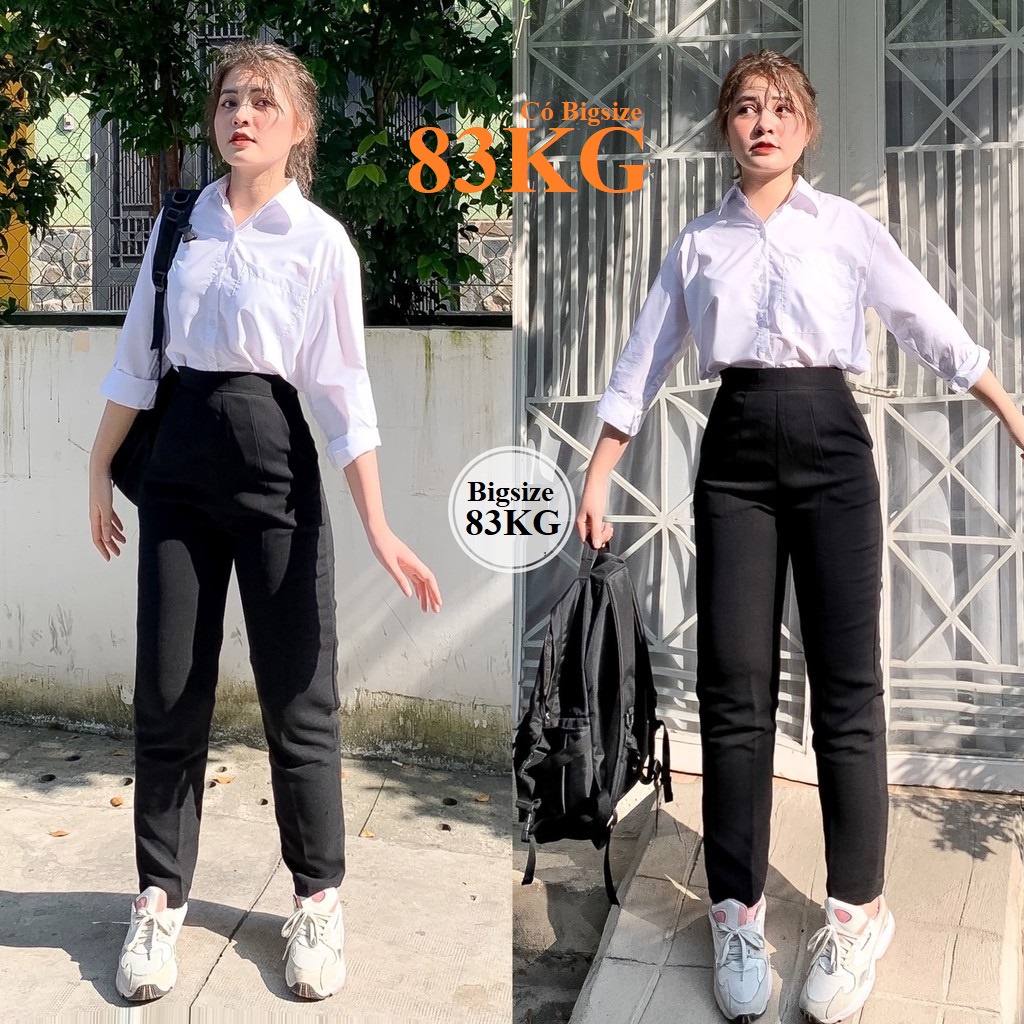 Quần tây đi học nữ sinh, chun sau, khóa sườn, vải tuyết mưa tây, có size đại big size 83kg