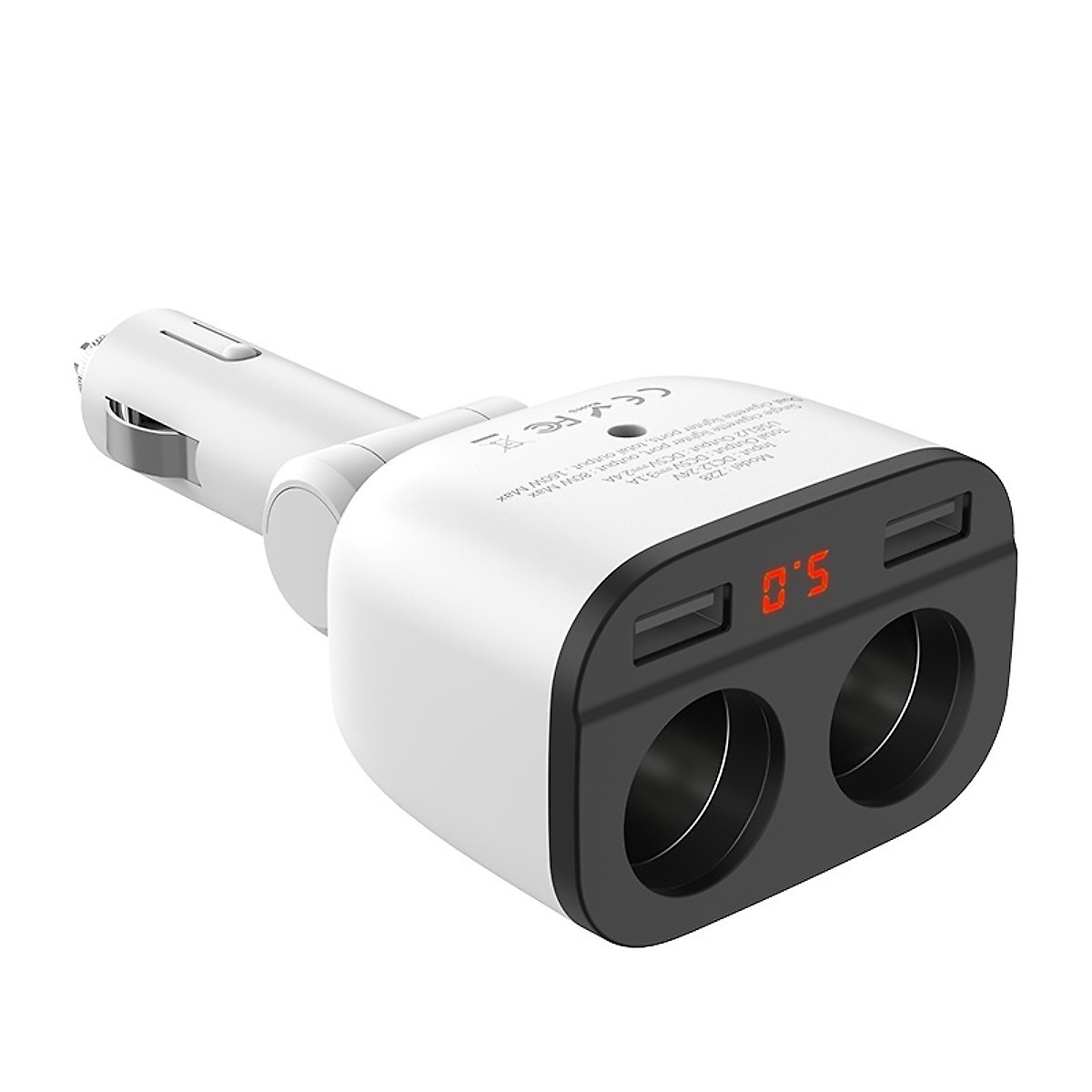 Tẩu sạc điện thoại trên xe hơi hoco z28 - 2 cổng usb - có đèn led