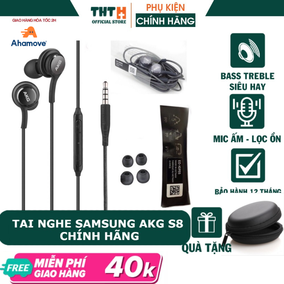 Tai nghe Samsung Galaxy S8 S9 Plus AKG  phiên bản mới + Tặng 4 nút tai phụ + Hộp Đựng