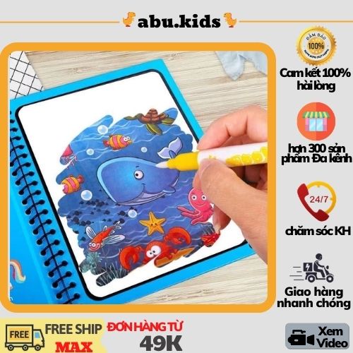 Tranh tô màu diệu kỳ tự xoá ❤️ Đồ chơi trẻ em vẽ tranh nước sạch sẽ, dùng nhiều lần