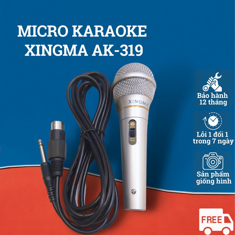 Mic chống hú, chống rè, micro karaoke bosingwa ak-319, micro chuyên nghiệp có dây, micro hát karaoke phòng thu, bắt âm tốt, giọng hay - bảo hành 12 tháng