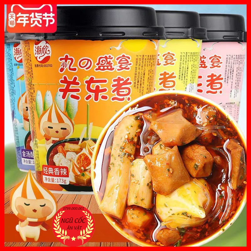 Lẩu Cốc Viên Hải Sản Phô Mai - Kèm Miến Ăn Liền Bao No - Hộp Xanh Ít Cay 173gr