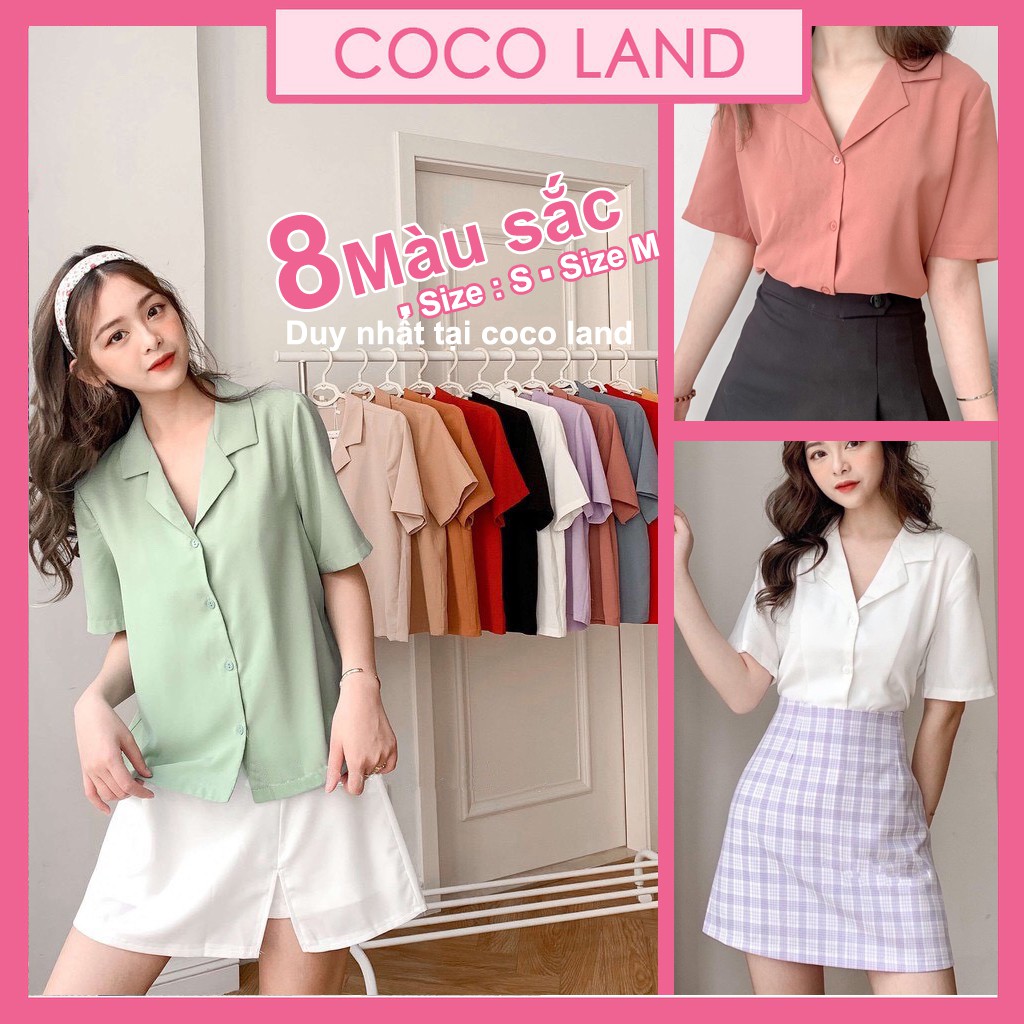 Áo sơ mi nữ tay ngắn cổ vest basic -Áo sơ mi nữ cổ vest phong cách Retro - Áo sơ mi nữ cổ vest trơn quốc dân nhiều màu