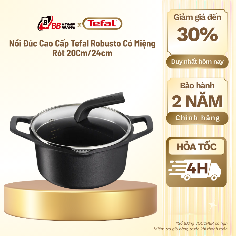 Nồi Đúc Cao Cấp Tefal Robusto Có Miệng Rót 20Cm/24cm