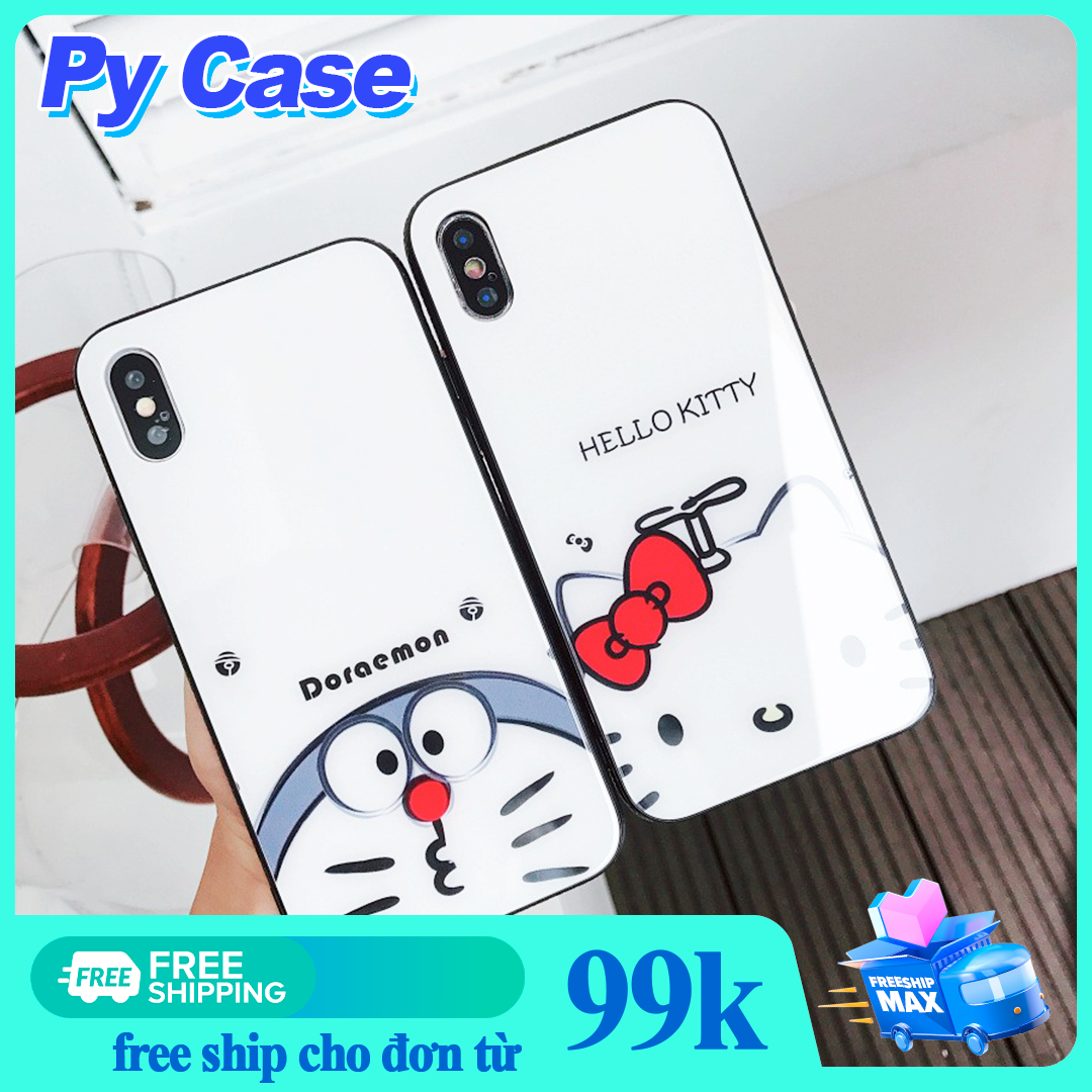 ốp lưng doremon và kitty kính iphone đủ mã 6 6D 6PLus 6S Plus 7 7Plus 8 8 PLus x XR xs max 11 11pro 11Promax