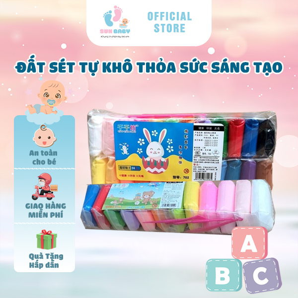 Đất sét tự khô sunbaby - đất nặn an toàn cho bé mềm mịn, thỏa sức sáng tạo, tư duy nhạy bén cho bé.