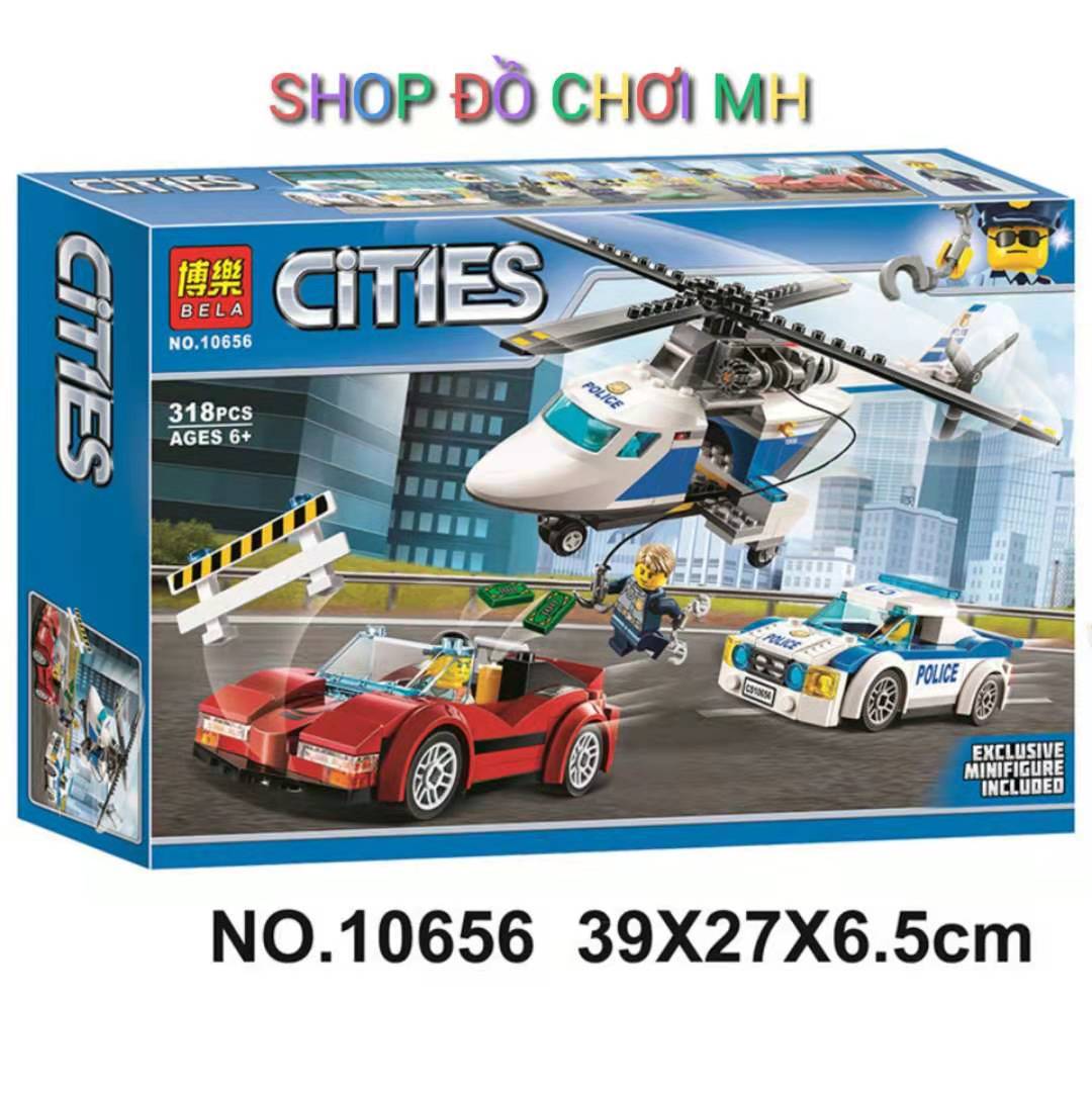 Đồ chơi Lego xếp hình lắp ráp bela cities 10656-318 chi tiết - Đội tuần tra giao thông truy đuổi tội phạm