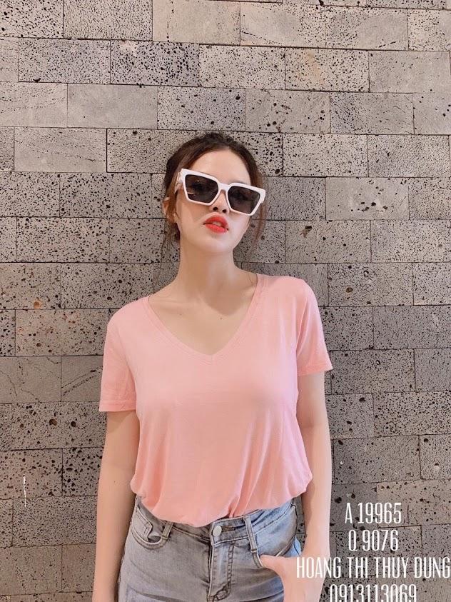 Áo thun nữ cổ tim form rông - áo thun nữ - áo thun trơn - carotshop