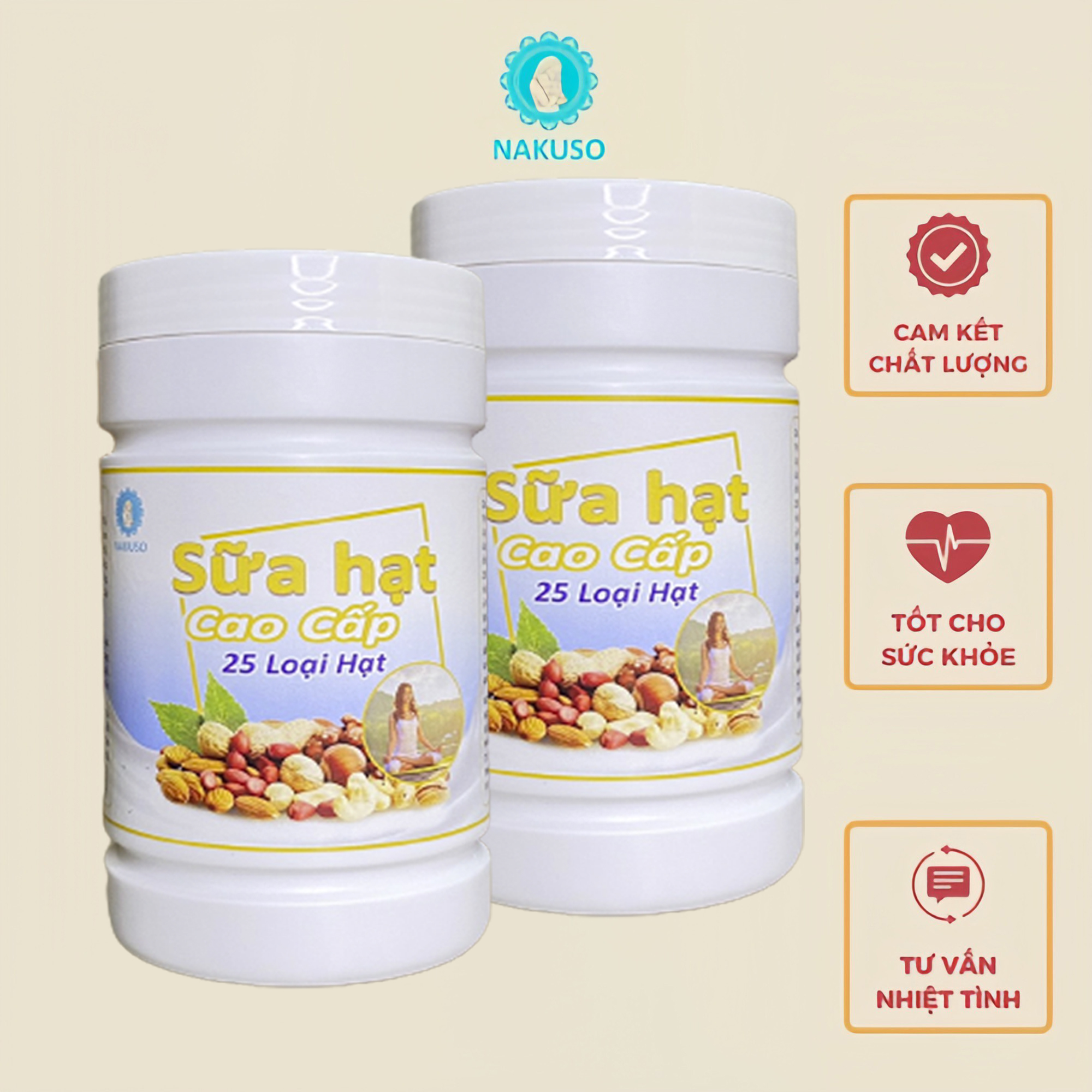 1Kg Sữa hạt dinh dưỡng cao cấp 25 loại hạt Nakuso - Ngũ cốc dinh dưỡng dành cho bà bầu, trẻ em, người cao tuổi