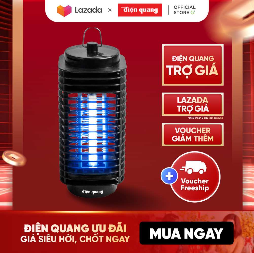 [Móp hộp] Đèn bắt muỗi Điện Quang ĐQ EML01 - Diệt muỗi tự động, thiết kế thông minh diệt mọi hướng 360°, phạm vi 15m². BH 12 tháng