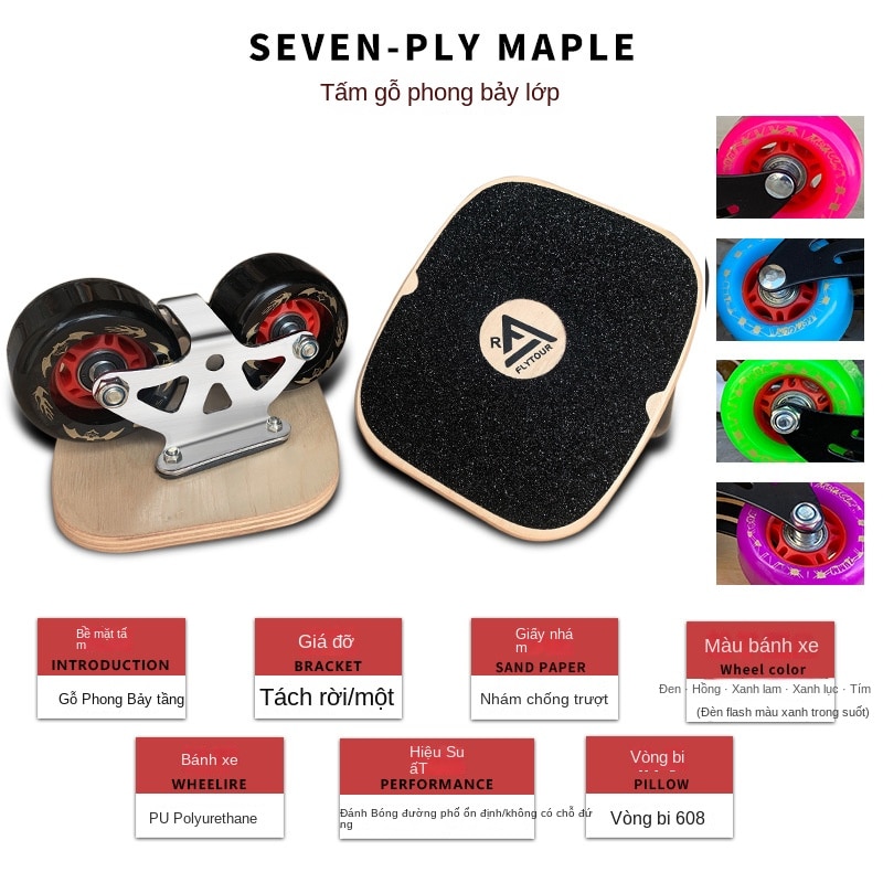 Ván trượt patin freeline skate board bufanzhe - vòng bi abec - ván gỗ