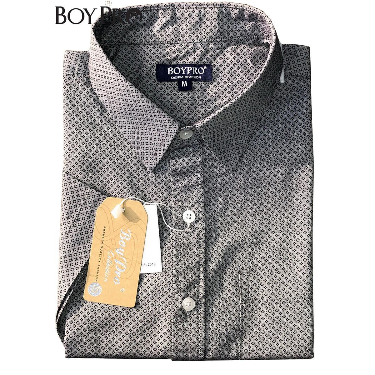 [MUA 2 GIAM 10K 3 GIAM 25K] Áo Sơ Mi Hoa Văn Vạt Ngang BP051 (Xám Hoa Văn)