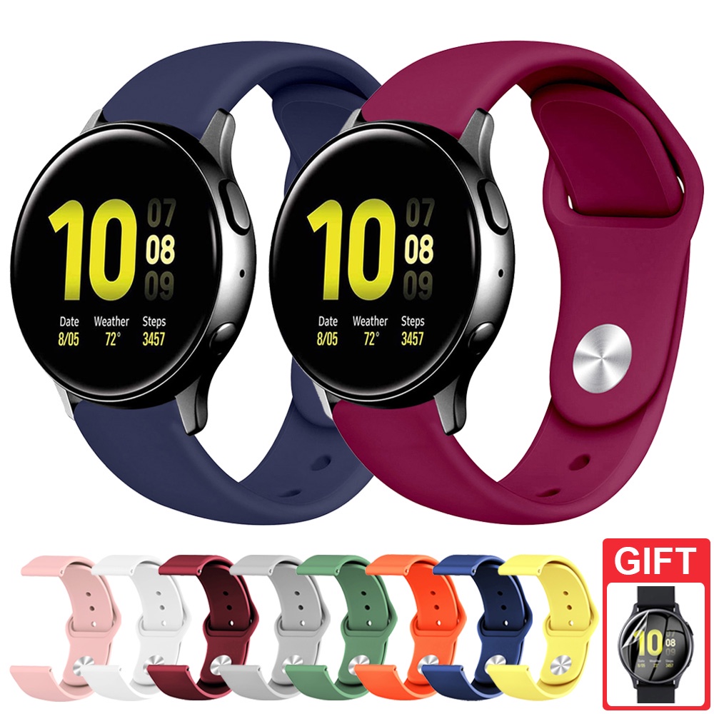 Dây đeo silicon chống nước 20mm 22mm cho đồng hồ thông minh Samsung Galaxy Whatch fit e Active 2 40mm 44mm huawei watch fit 2 gt3 band 6 amazfit gts 3 2 pro mini t rex samsung gear s3 s2