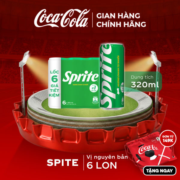 [SIÊU SALE ] Lốc 6 Lon Nước Ngọt Giải Khát Có Gas Sprite Hương Chanh 320ml/Lon Sale 15.07 Coca-Cola Chính Hãng_LD