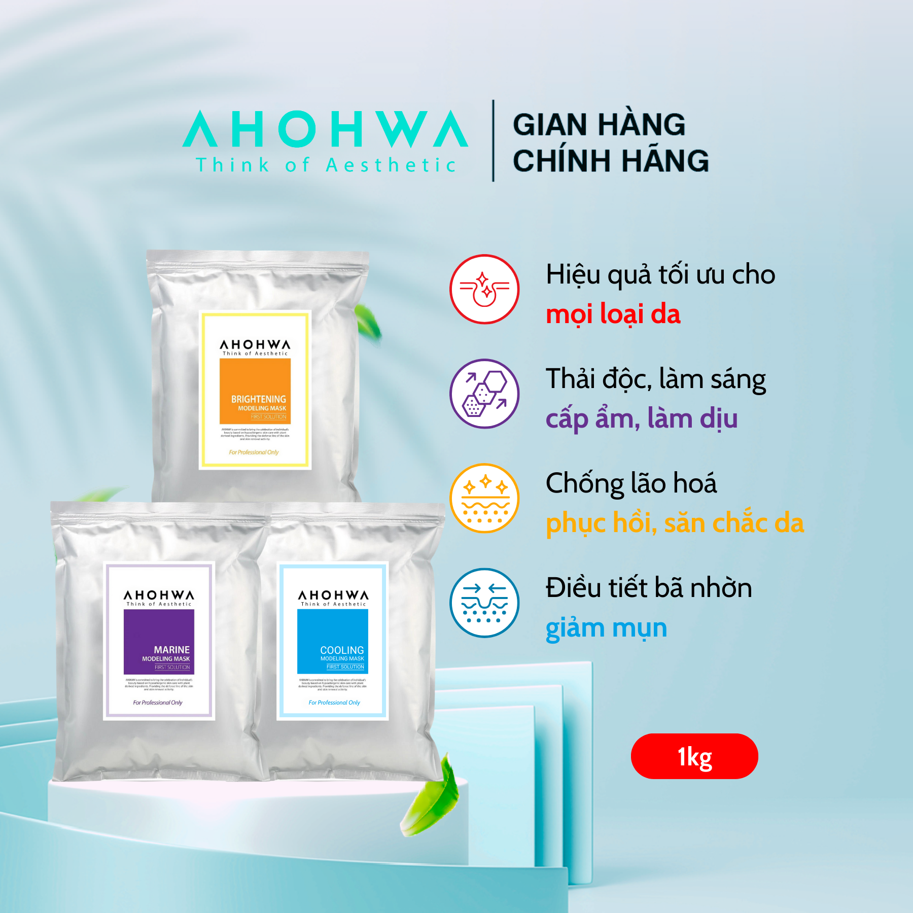 Mẫu thử Mặt Nạ Bột Dưỡng Ẩm Trắng Da AHOHAW Túi 15g - Tăng Cường Sức Sống Cho Da, Thải Độc Cho Da, Chống Lão Hoá