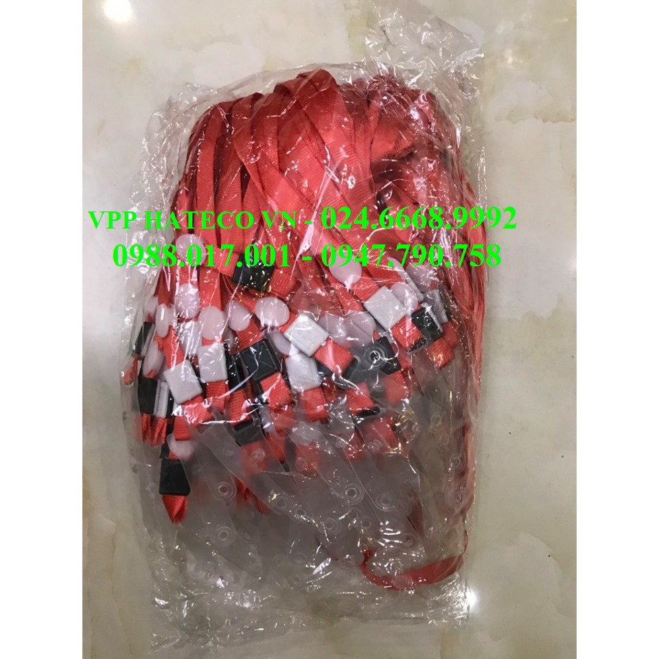 Dây đeo thẻ lụa móc nhựa - dây thẻ nhân viên - màu đỏ