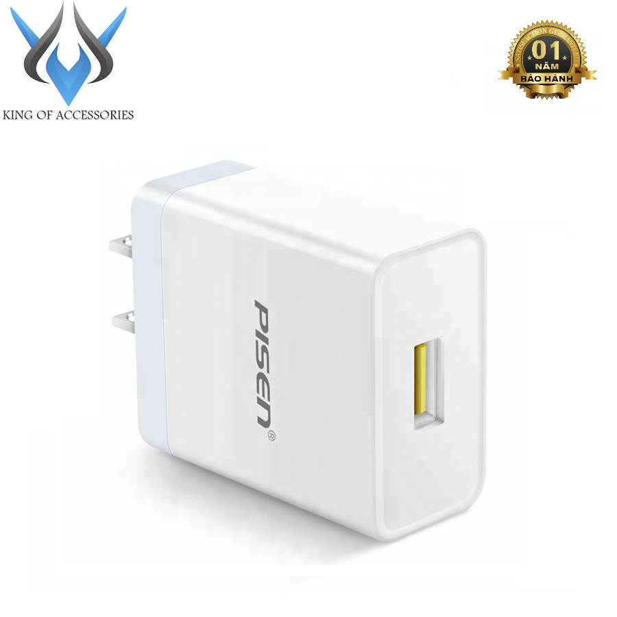 Cốc sạc nhanh pisen TS-C092 hỗ trợ quick charge 3.0 18W (Trắng) - Nhất Tín Computer