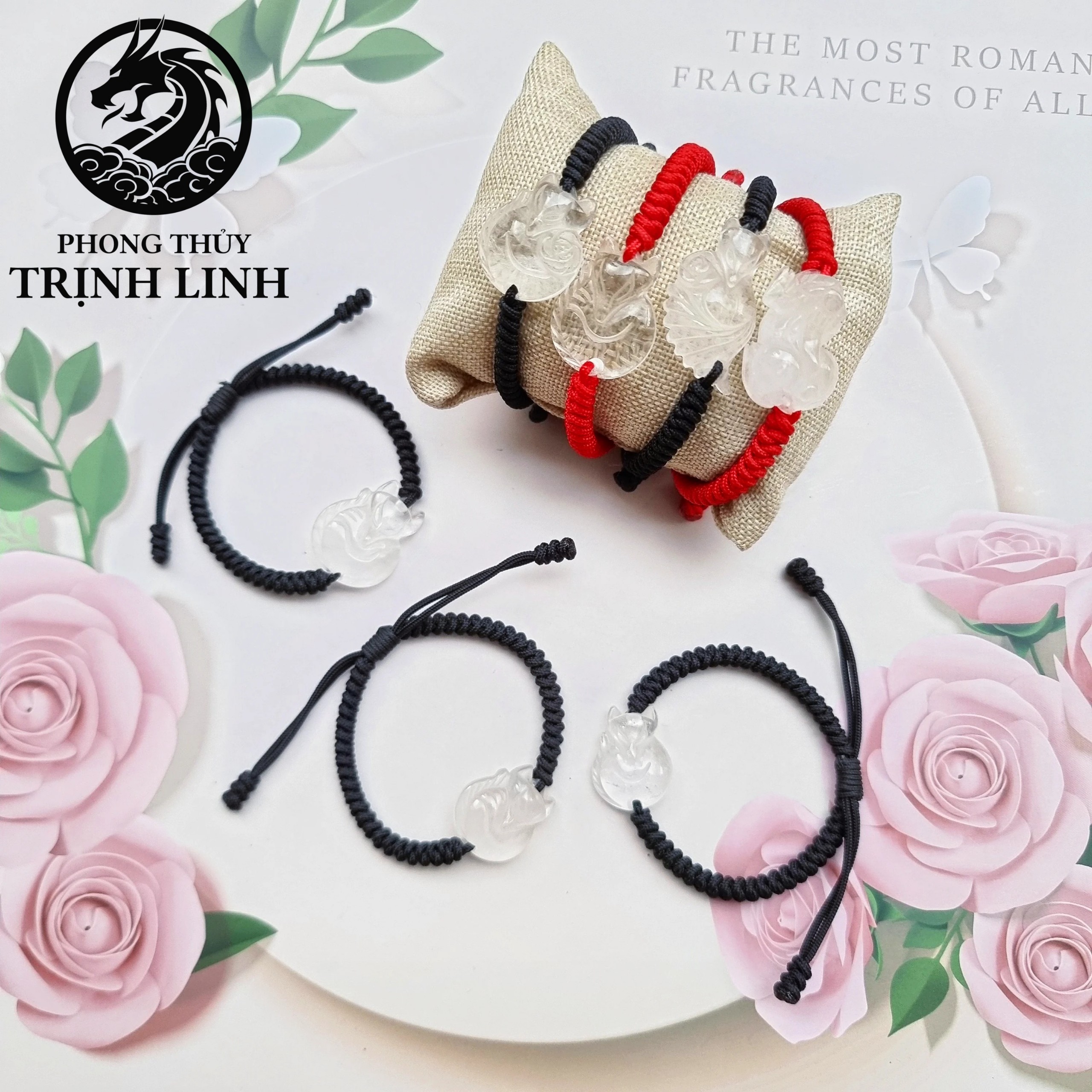Vòng hồ ly - tỳ hưu thạch anh trắng