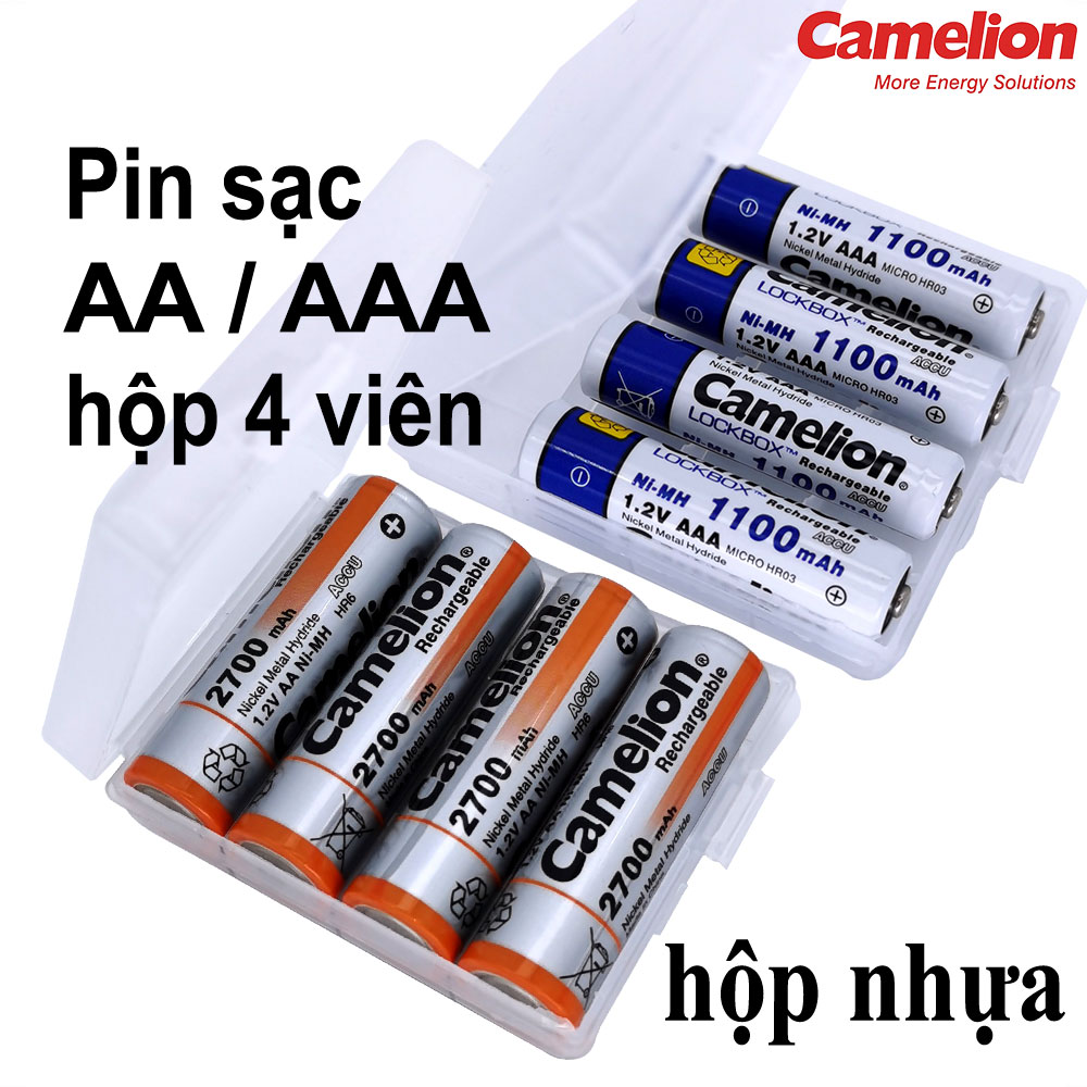  Hộp 4 viên  Pin sạc Camelion AA2700mAh,AA2500mAh,AA2300mAh,AAA1100mAh,pin sạc 1.2V,pin tiểu sạc,pin đũa sạc 