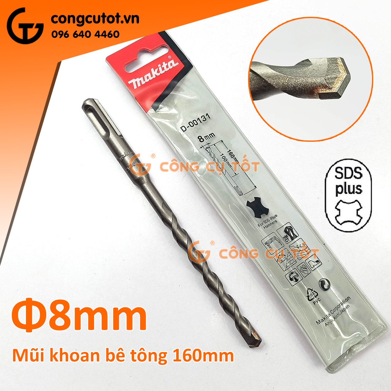 Mũi khoan bê tông Makita dài 110mm, 160mm size tự chọn