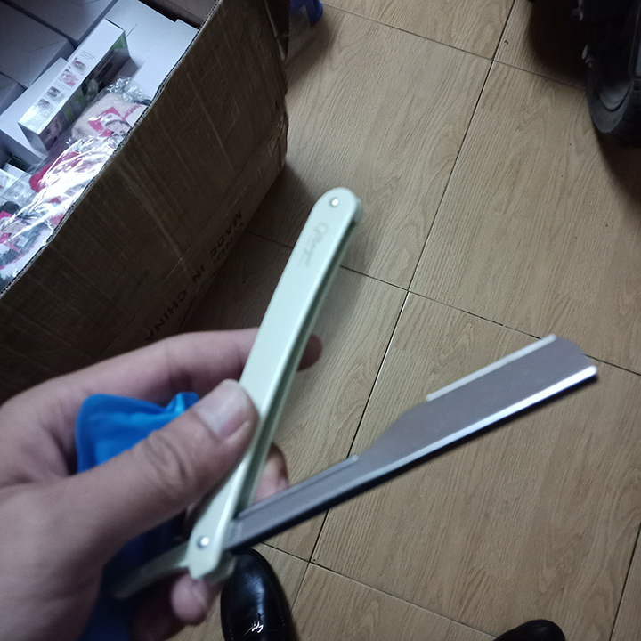 Dao cạo râu tóc gấp gọn thu gọn thay thế được đầu lưỡi | Dao cạo râu kim loại inox cán nhựa tiệm cắt tóc lưỡi dao lam gập lại được