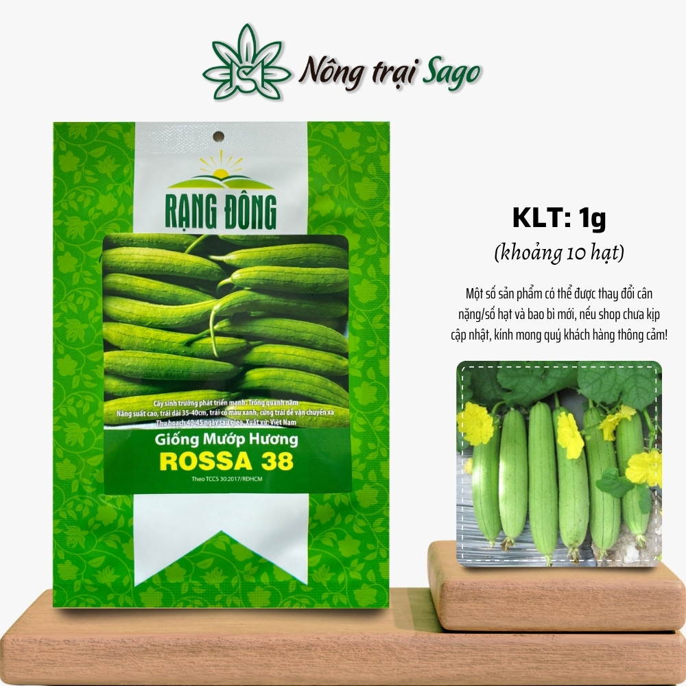 Hạt giống Mướp Hương Rossa 38 (1g~10 hạt) nảy mầm tốt, sinh trưởng khoẻ, nhanh thu hoạch, hiệu Hạt giống Rạng Đông - Nông Trại Sago