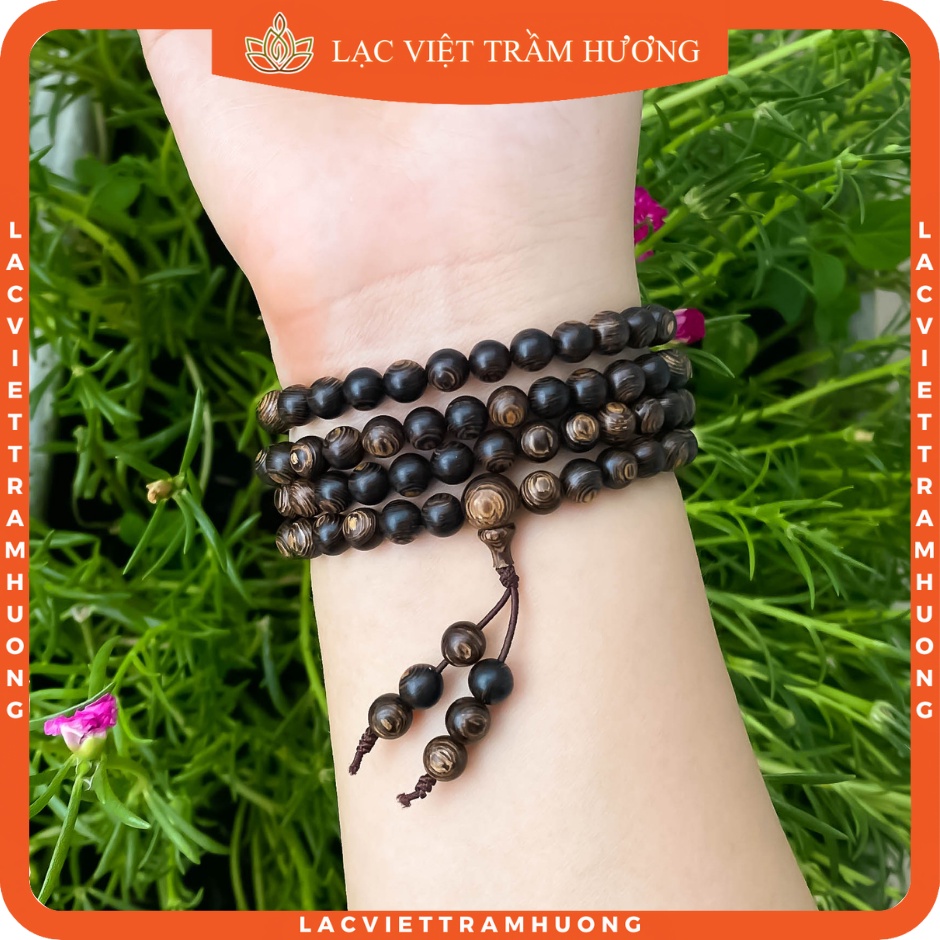 Vòng Tay Trầm Hương 108 Hạt 6mm Trầm Sánh Chìm Tự Nhiên Loại Cao Cấp Tuyển Chọn - Lạc Việt Trầm Hương