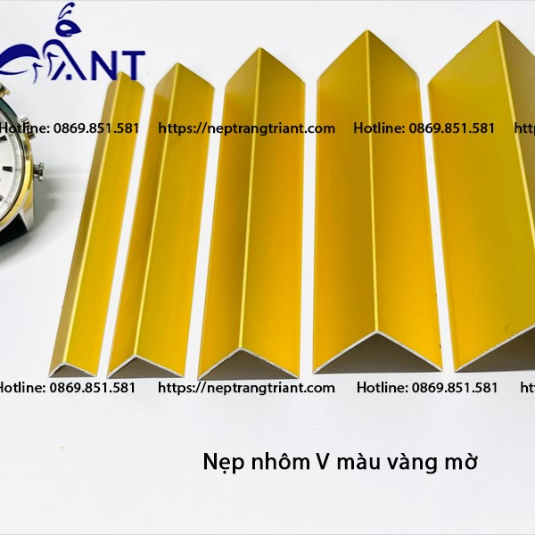 Nẹp Nhôm V vàng mờ, nẹp V nhôm, dày 1 li, Nẹp ốp góc sàn nhựa, ốp góc tường, đầy đủ kích thước