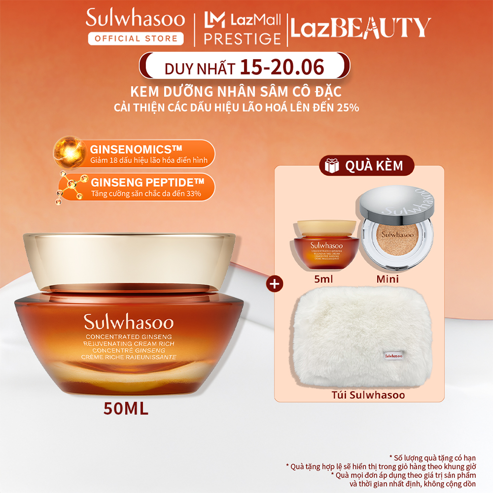 Kem nhân sâm cô đặc nuôi dưỡng da săn chắc 50ML Sulwhasoo Concentrated Ginseng Rejuvenating Cream 50ml