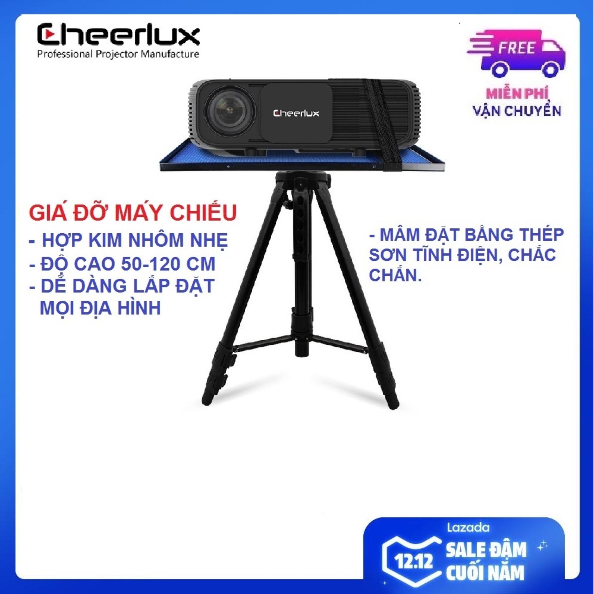 Kệ đỡ máy chiếu 3 chân không bánh xe cheerlux 50cm-150cm chất liệu hợp kim nhôm nhẹ chắc chắn. chịu lực 10kg