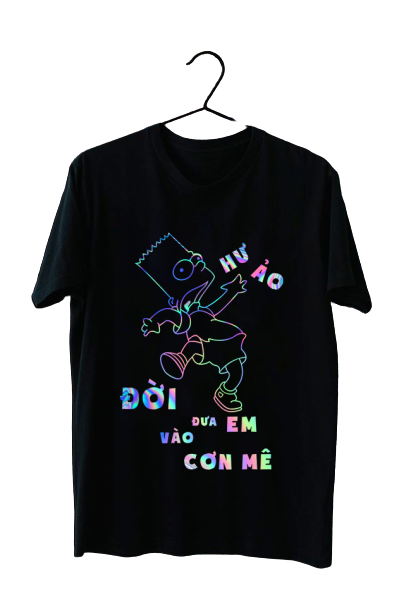 Áo phản quang bảy màu, áo phản quang Hư ảo đời đưa em vào cơn mê.  Áo thun nam nữ, quần kaki, quần nữ, sét bộ mặc ở nhà, áo thun tay dài, quần jean ống rộng