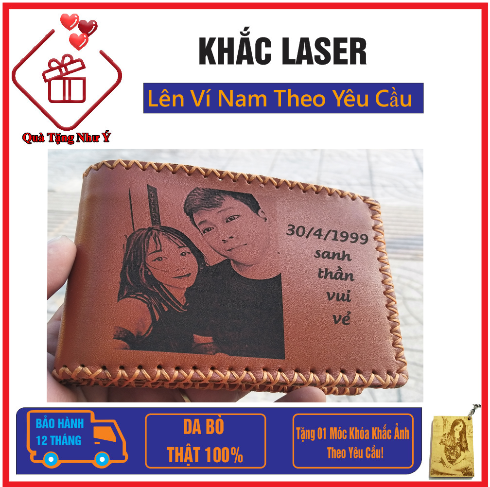 Ví da nam khắc tên theo yêu cầu ví khắc ảnh - qtny