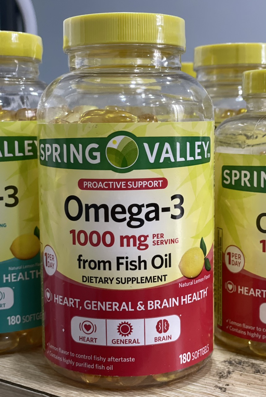 [HCM] Viên Dầu Cá Siêu Cô Đặc Vị Chanh Spring Valley Omega 3 1000mg 180 Viên