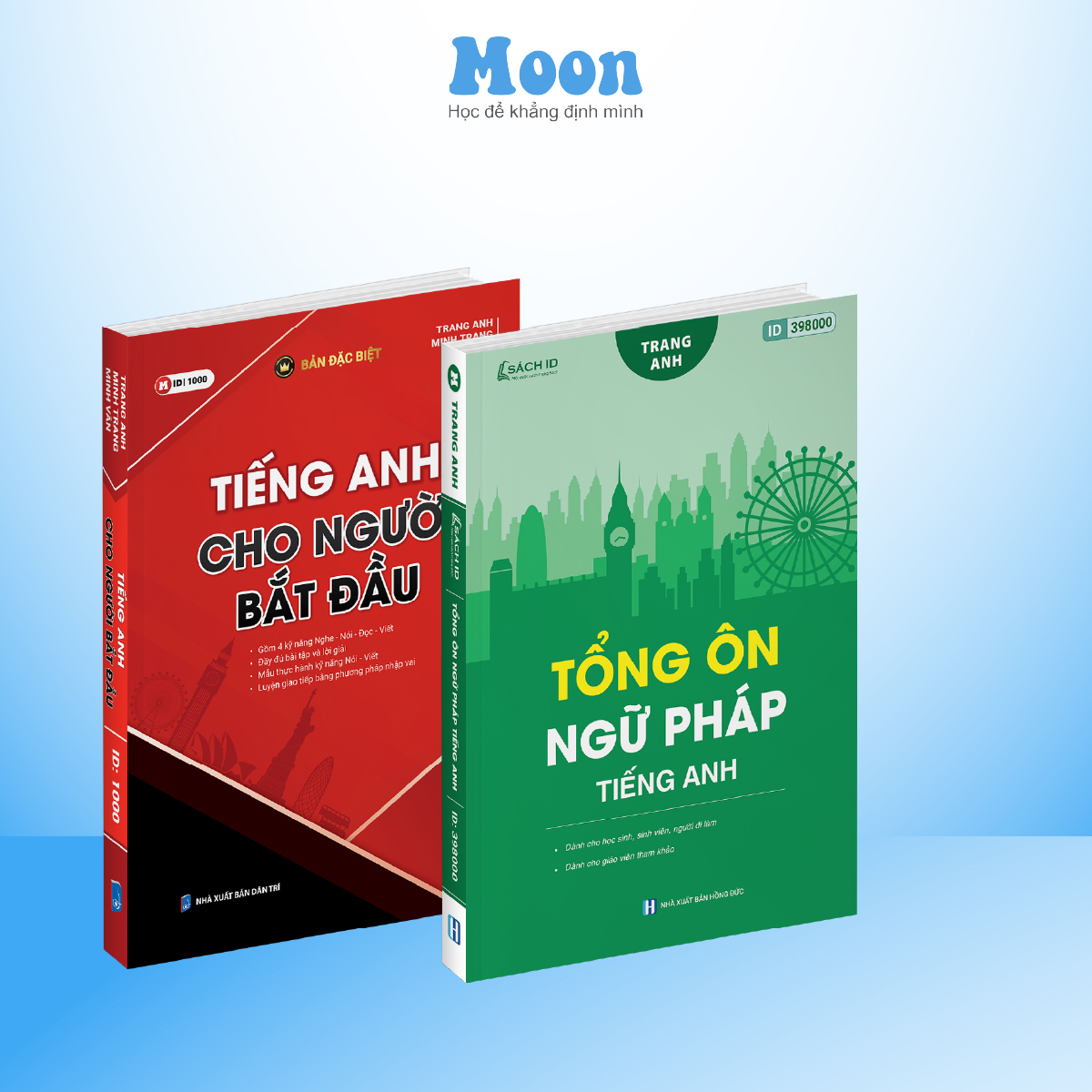 Bộ Sách Học Tiếng Anh Từ Mất Gốc: Combo tiếng anh cho người mới bắt đầu và tổng ôn ngữ pháp tiếng anh cô Trang Anh MoonBook