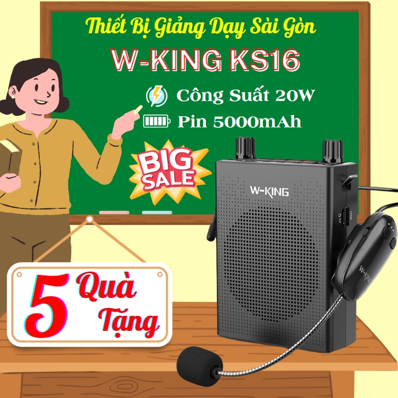 Máy trợ giảng không dây w king ks16 công suất 20w, pin 5000mah, bluetooth 5.0, có ghi âm - loa trợ giảng w king ks10+