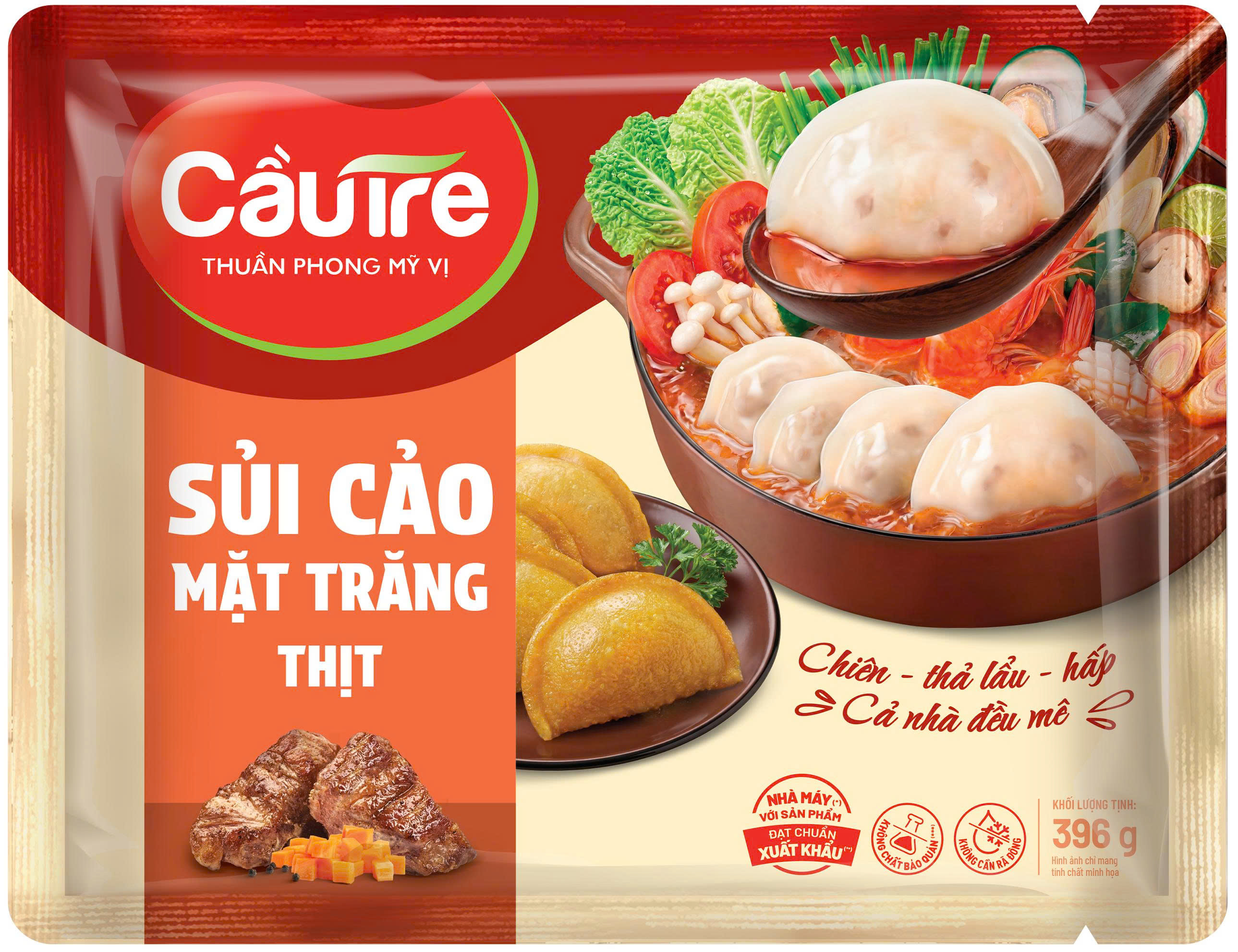 [Hỏa tốc] Bánh Sủi Cảo Mặt Trăng Thịt Cầu Tre Gói 396g 36 viên