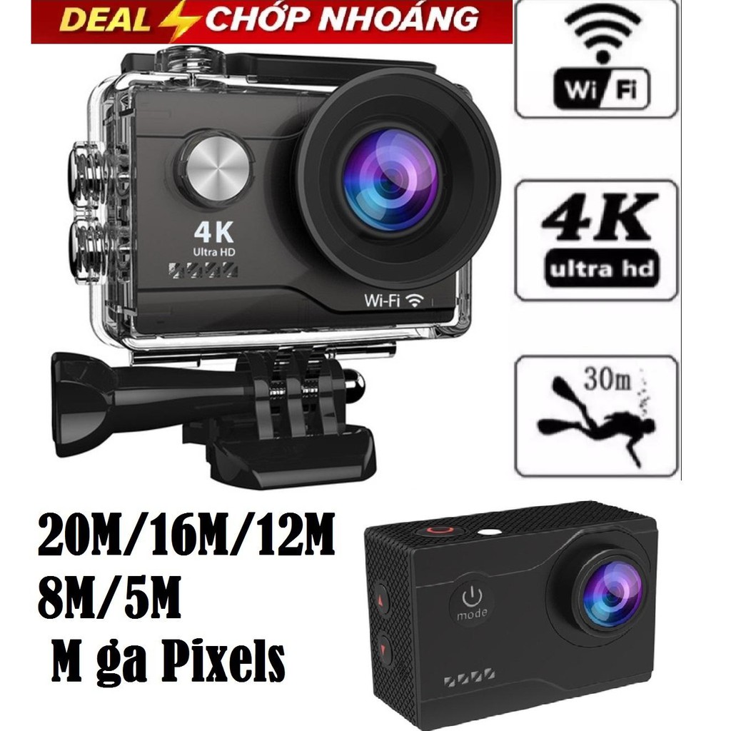 Camera Hành Trình Chống Rung 4K Ultra WiFi - Hỗ trợ tiếng việt - Wifi kết nối và xem lại trực tiếp hoặc trên ứng dụng điện thoại- Chống Nước - Dung lượng PIN - Dễ dàng thao tác cài đặt và xem lại video cao - Bảo hành 12 tháng