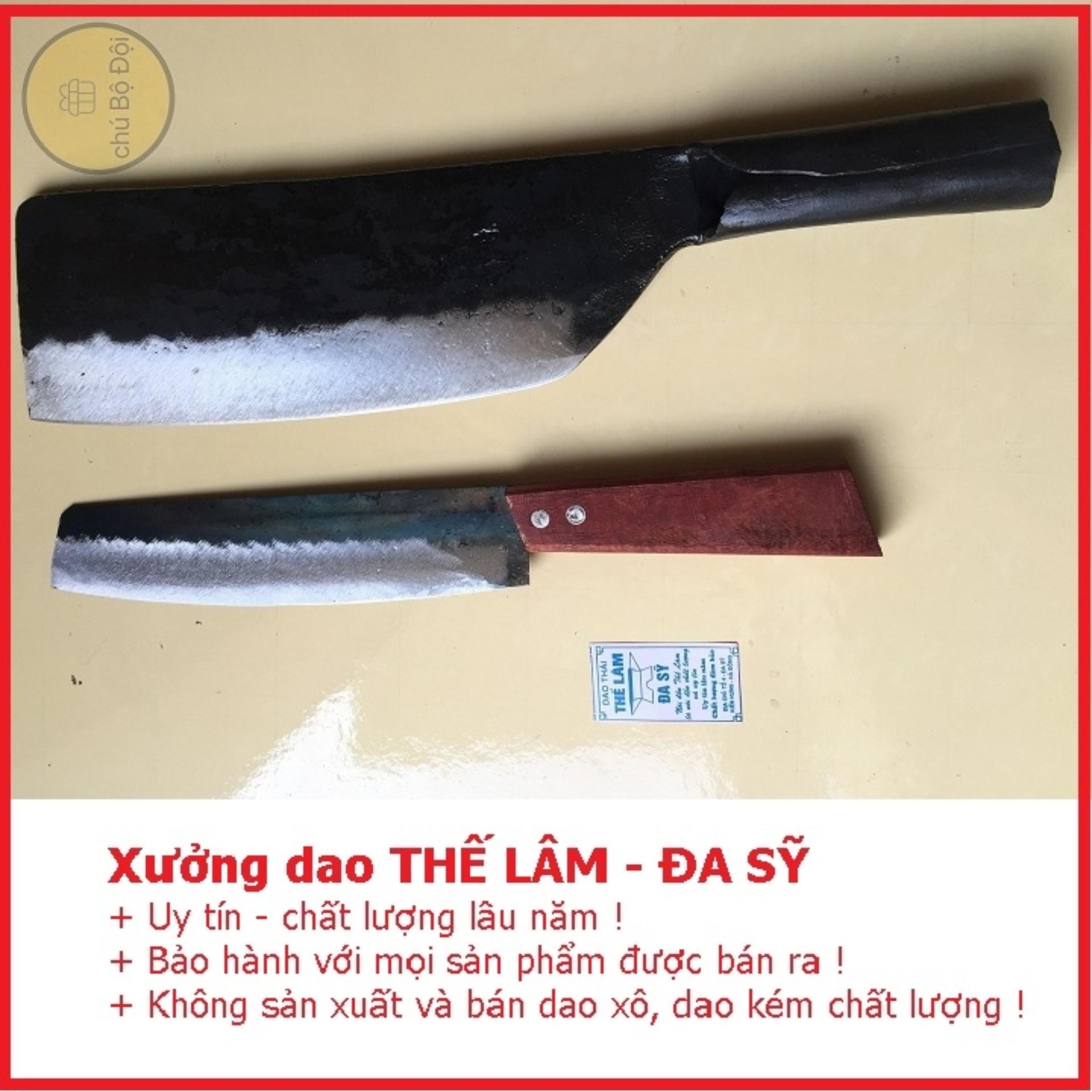 Bộ dao nhà bếp 1 dao chặt thịt gà 8 lạng + 1 dao thái thịt-rau-củ-quả lưỡi dao 18cm, thép nhíp xe, dao thủ công làng nghề, dao Đa Sỹ, xưởng dao THẾ LÂM, Shop chubodoi-chú-bộ-đội