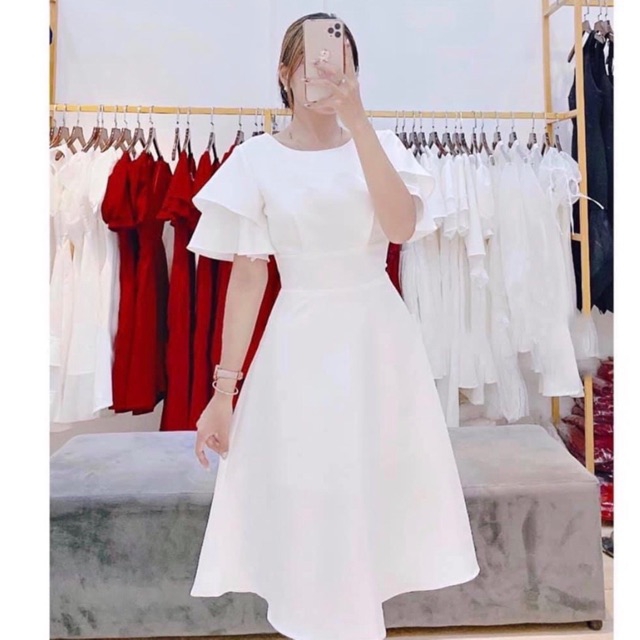Đầm bo eo tay bèo sang trọng ms08