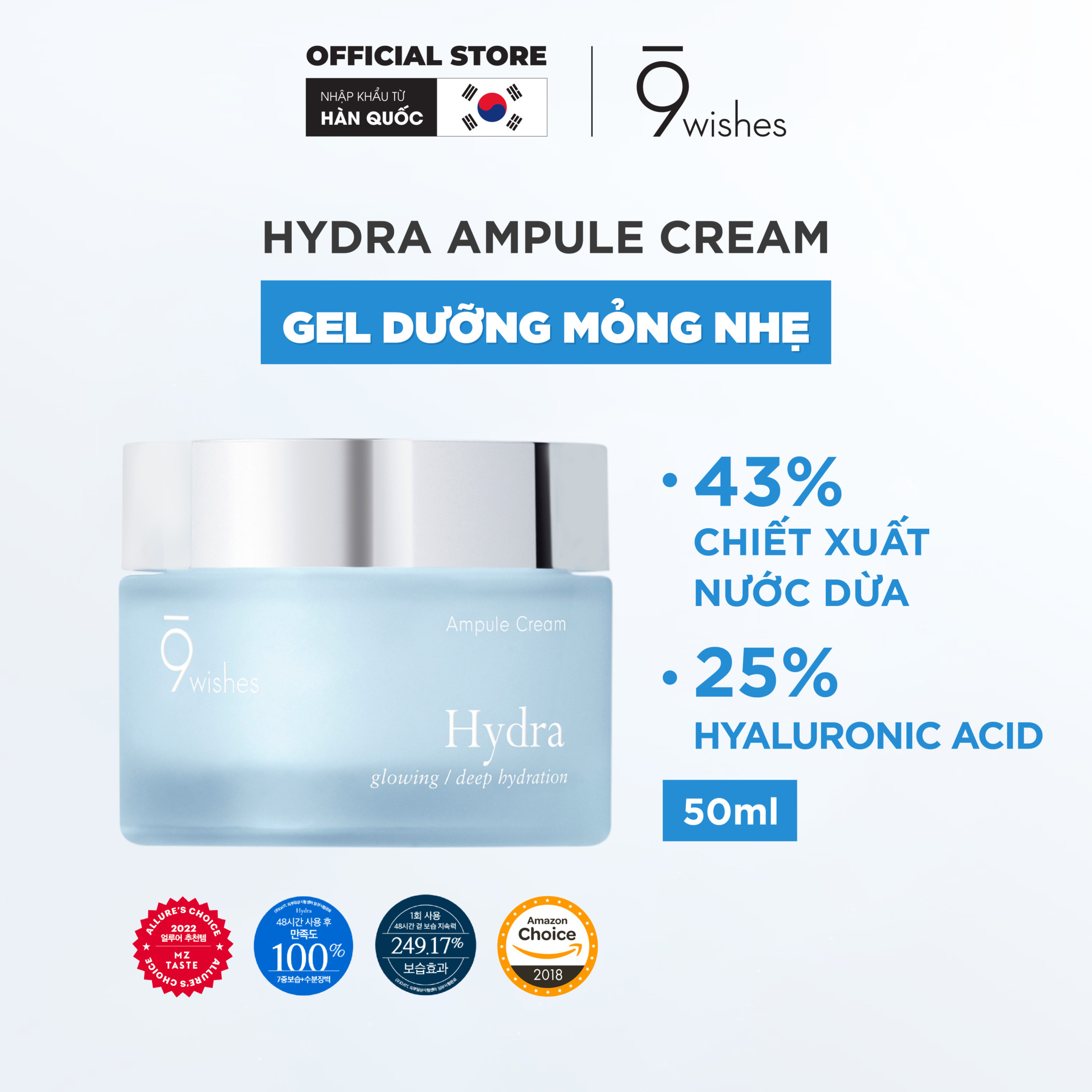 Kem dưỡng da 9 Wishes Hydra Ampule Cream 50ml