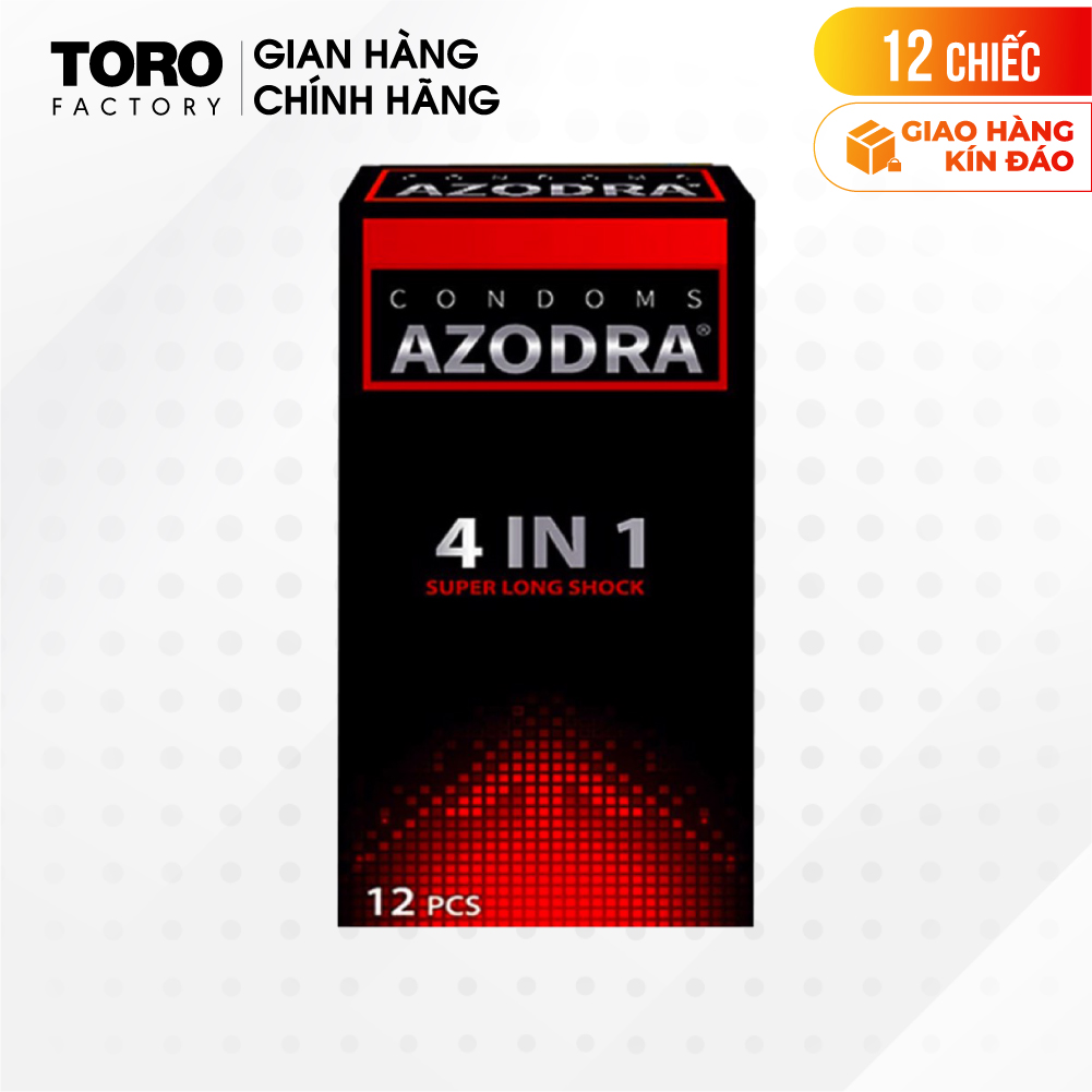 Hộp 12 cái Bao cao su Azodra 4 in 1 - Kéo dài thời gian TORO FACTORY