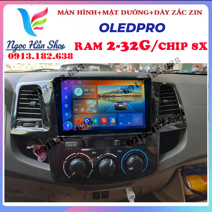 [Hỗ trợ lắp đặt Hà Nội]Màn hình kết nối wifi OLEDPRO Android 10. cho xe TOYOTA  FORTUNER, trọn bộ gồm màn hình, mặt dưỡng, dây zắc zin theo xe, với hệ android 9.1, kính cường lực 2.5D, đang làm mưa làm gió trên thị trường hiện nay