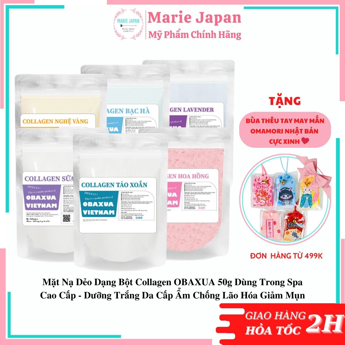 Mặt Nạ Dẻo Dạng Bột Collagen OBAXUA 50g Dùng Trong Spa Cao Cấp - Dưỡng Trắng Da Cấp Ẩm Chống Lão Hóa Giảm Mụn