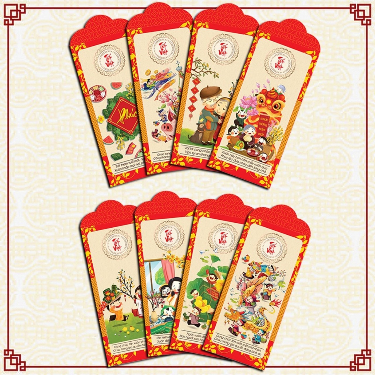 [HCM]100 Bao lì xì tết 2021 Tết Tân Sữu nhiều mẫu dễ thương - Bì Lì Xi