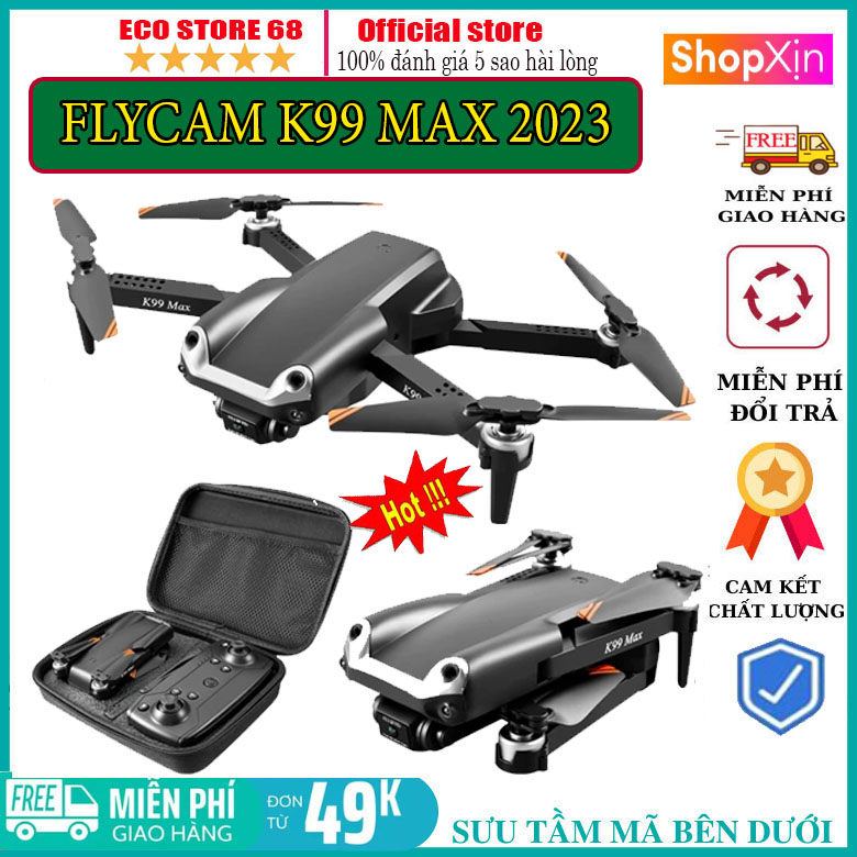 Máy bay điều khiển từ xa, Flycam k99 Max động cơ không chổi than tích hợp 3 camera kép 4K/1080P, cảm biến chống vật cản, kết nối wifi điện thoại quay pim chụp ảnh trên không, tặng kèm túi đựng, flycam giá rẻ, flycam chính hãng