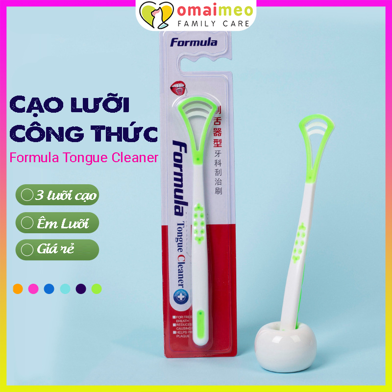 Đồ cạo lưỡi cây rơ lưỡi Formula với 3 lưỡi cạo x 2 mặt cạo, giúp cạo lưỡi sạch vi khuẩn, êm lưỡi không rát lưỡi