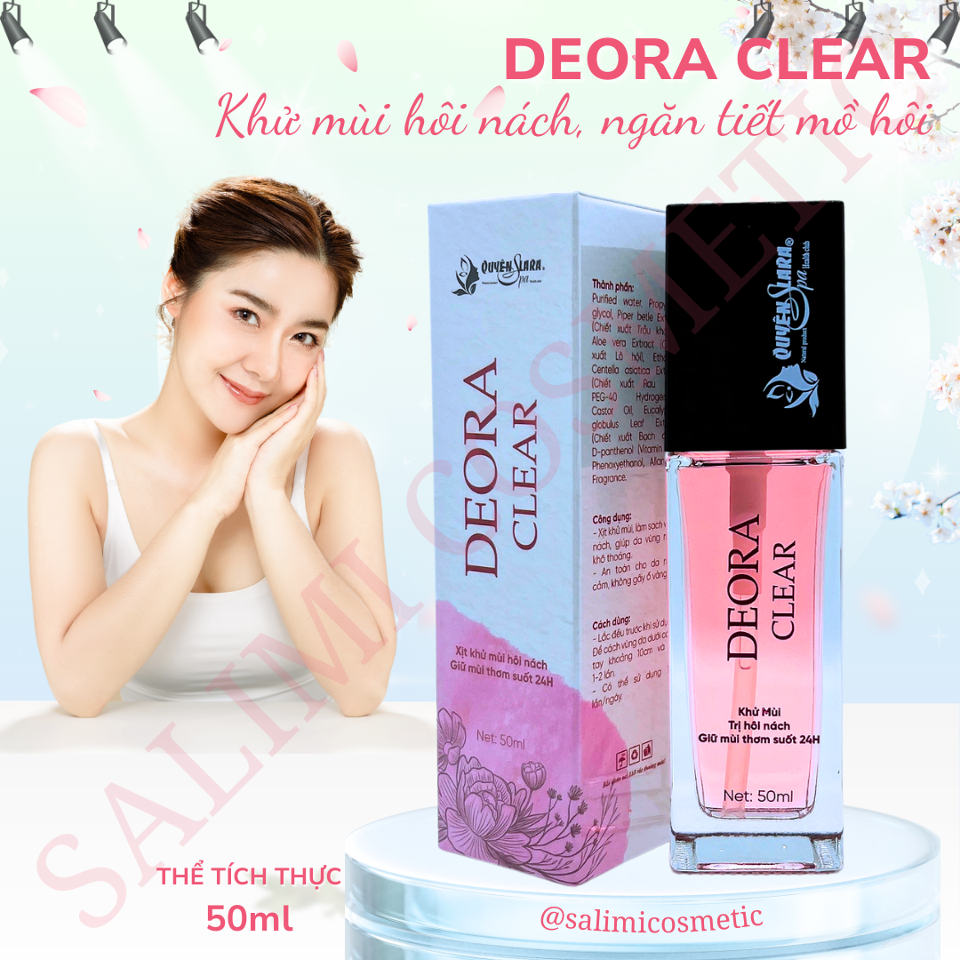  Xịt Khử Mùi Hôi Nách DEORA CLEAR 50ml Ngăn Tiết Mồ Hôi Hạn Chế Mùi Cơ Thể Thay Thế Lăn Khử Mùi Ngăn Mùi Suốt 24h 
