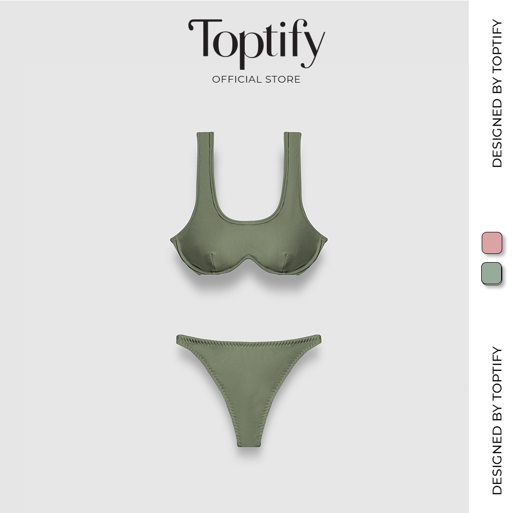 Bikini áo hai dây bản to TOPTIFY kiểu gọng ngực cúp vòng Goldie Bikini TBS01