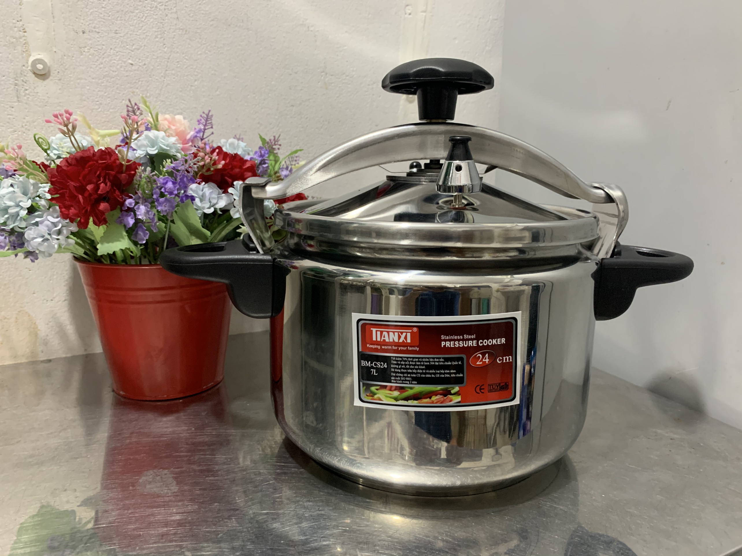 [HCM]Nồi áp suất Inox cao cấp 304 Tianxi BM-CS24 / 7.0 Lít (Sử dụng được bếp điện từ)