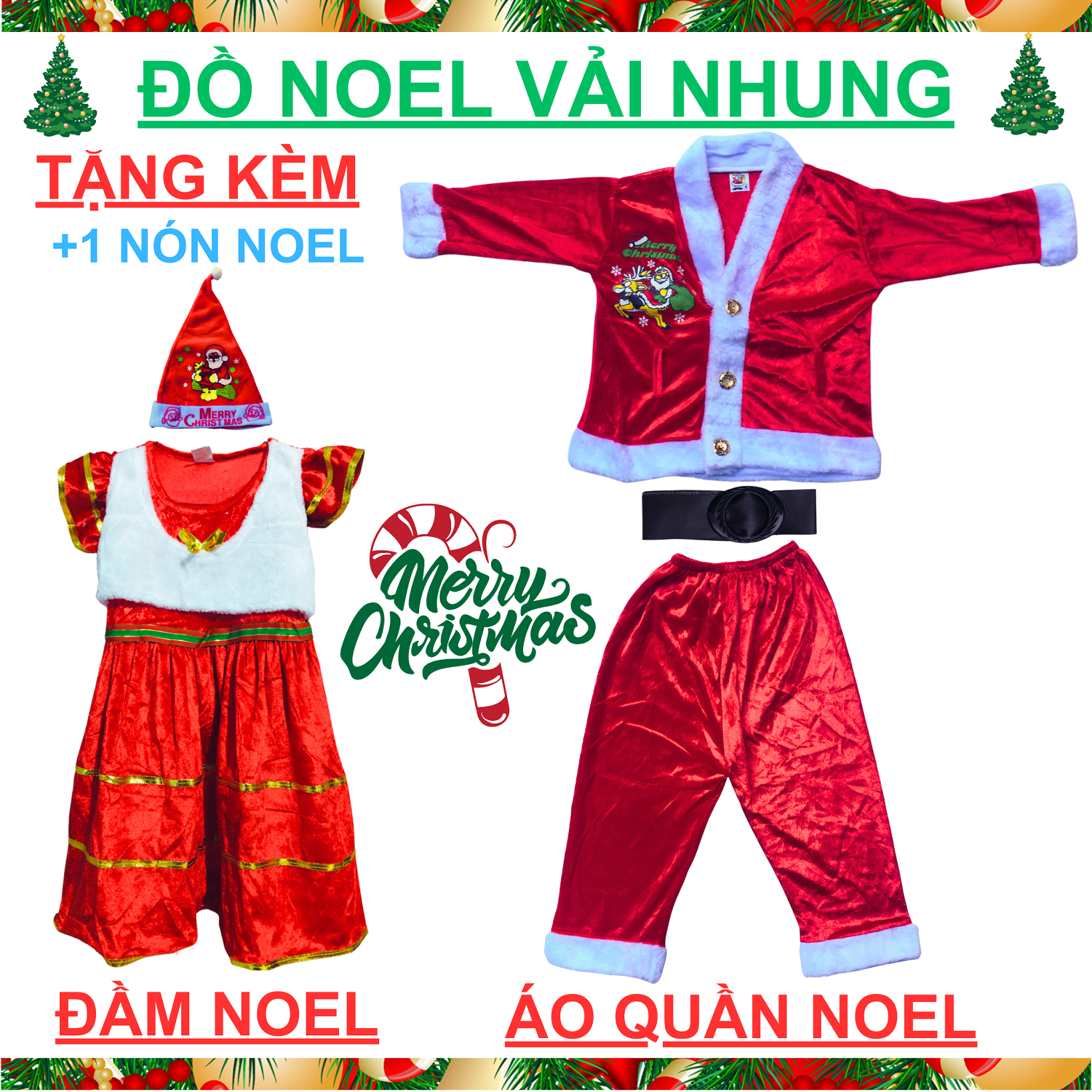 Bộ đồ noel vải nhung, váy noel , đầm noel vải nhung cho bé mặc giáng sinh 2023, Tân Nhiên online